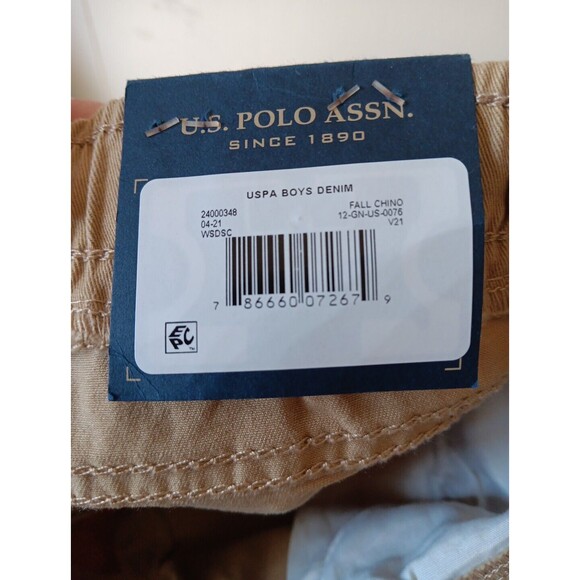 US Polo Assn Boy Jogger Size Large 10/12 BEIGE Elastic Waist Drawstring NWTs - Picture 11 of 13